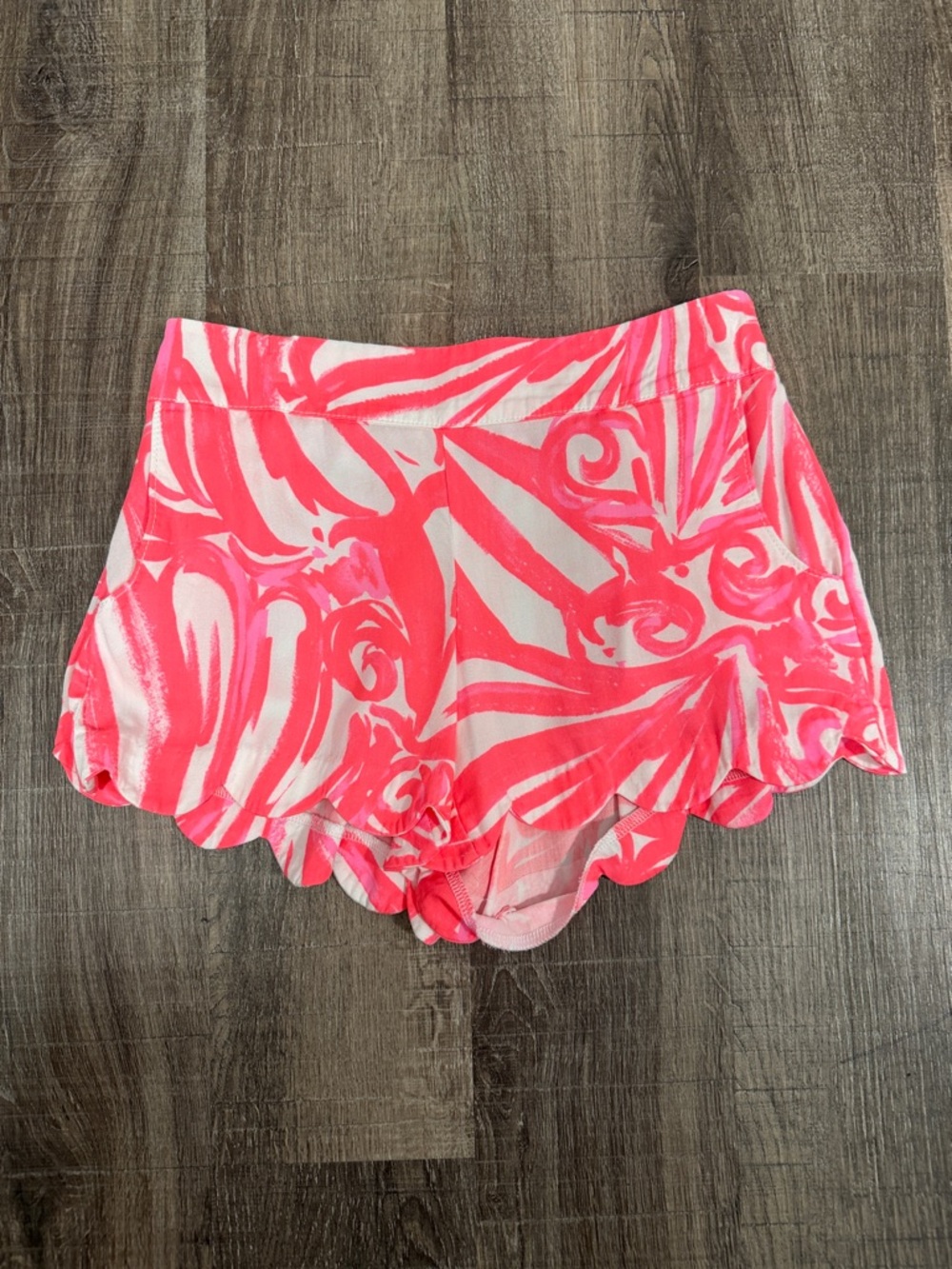 Lilly Pulitzer Coral Pink & White Tropical Print Shorts